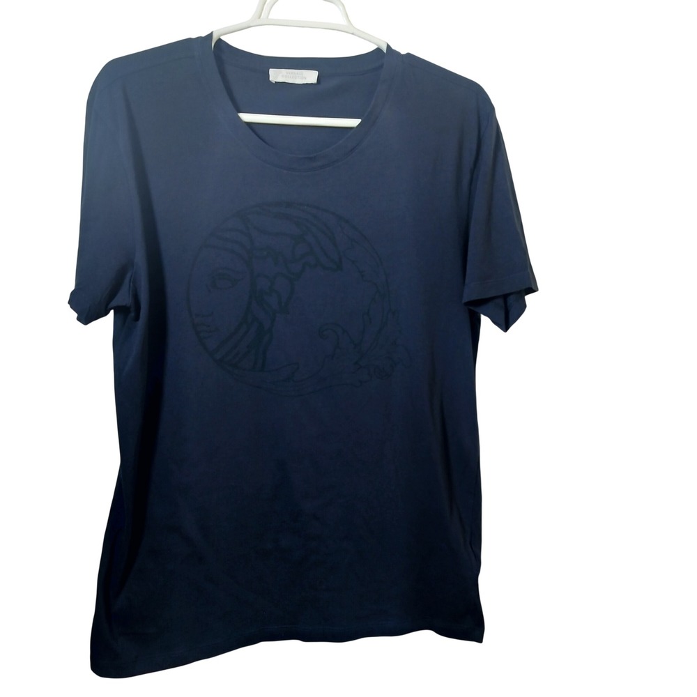 Versace Collection Mens Navy Blue Medusa Head Graphic T-Shirt Size‎ L V800683